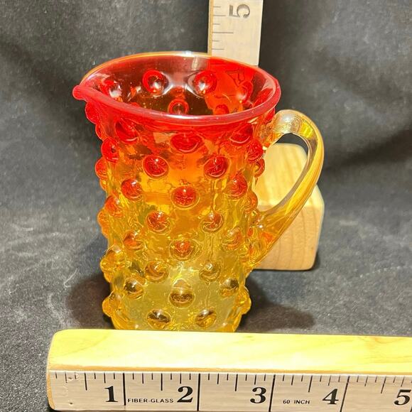Amberina Hobnail Creamer Pitcher 4 in. - Picture 3 of 4